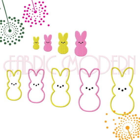 Bunny Embroidery Design filled and applique'  9 sizes from 1.5 inches to 5.5 inches  #664