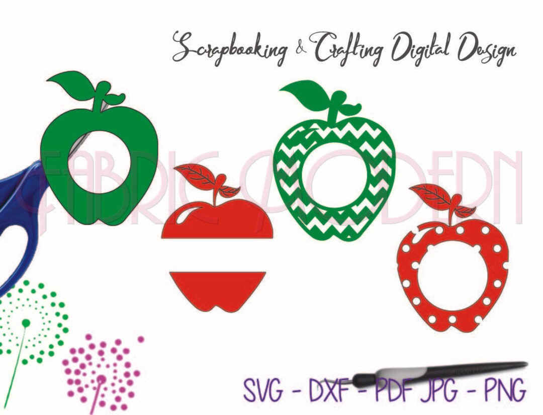 APPLE MONOGRAM FRAME Silhouette Crafting Design File for Cutting and ...
