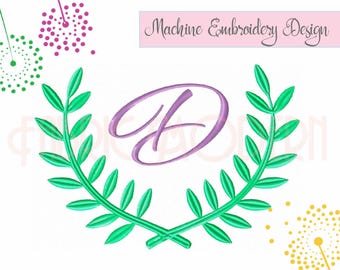 LAUREL WREATH embroidery design for monograms and wedding gift  Machine Embroidery   monogram frame border  6 sizes  modern