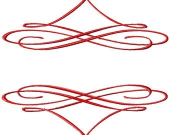 Embroidery Design    fancy ornamental flourish with two split monogram styles #280N