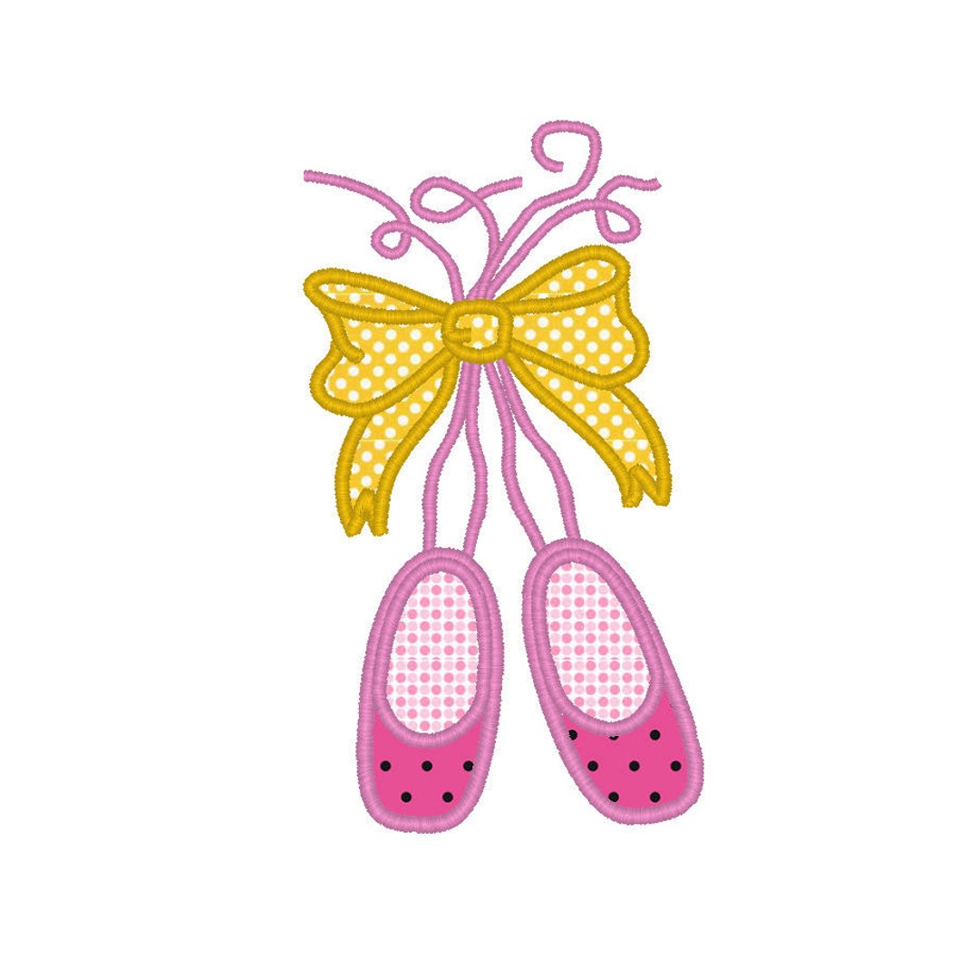 Ballet Shoes Applique' Embroidery Design Ballet Slippers Ballerina