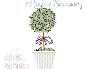 Topiary Tree in pot Embroidery Design #1172