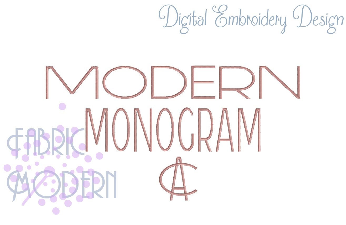 3 Modern Stacked MONOGRAM Font Embroidery Design Clean 