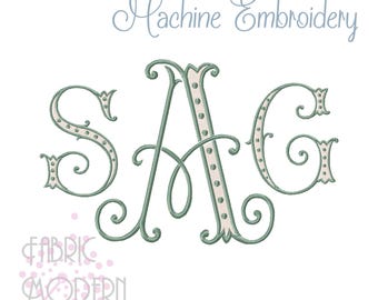 Arabian Nights two color Monogram Machine Embroidery Font 3, 4 (100mm) and 5 inch #1012