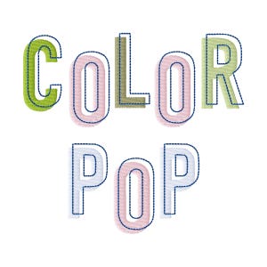 Color Pop Machine Embroidery Font Alphabet Letters 2 and 3 inch #1276