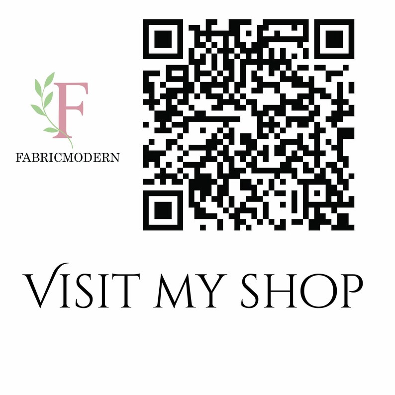 a QR code and text that appears to be a promotional message for a shop called "Fabricmodern". The text reads "VISIT MY SHOP" and the logo for "Fabricmodern" is visible in the top left corner.