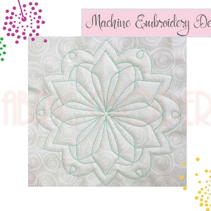 Bloco de patchwork com bordado trapunto em espiral, design de mandala, bloco de patchwork bordado, quadrado de patchwork nº 825
