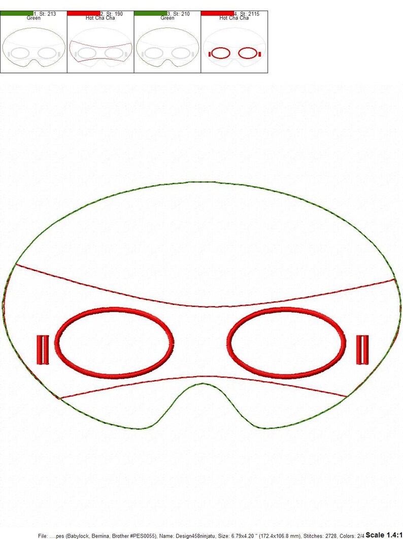 Halloween Mask NINJA MASK Machine Embroidery Design superhero turtle mask in the hoop #458 image 2