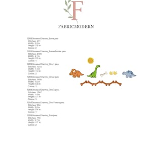 1.5 inch Dinosaur Charms Embroidery Font with 7 decorative charms for a custom name design #1289 image 5