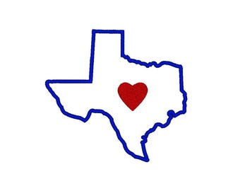 Motif de broderie Texas appliqué en plusieurs tailles I Heart Texas