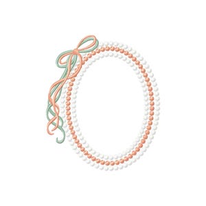 Oval Dots and Bow Monogram Frame Machine Embroidery design - 3 sizes #1290