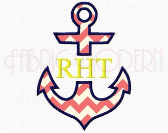 SPLIT ANCHOR APPLIQUE' Machine Embroidery Design  split anchor for monogram or decoration  #523