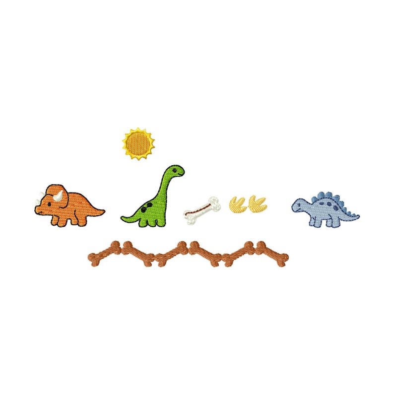 1.5 inch Dinosaur Charms Embroidery Font with 7 decorative charms for a custom name design #1289 image 4