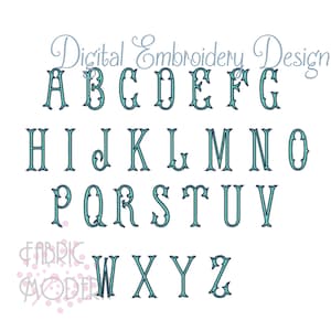 2 pouces FISHTAIL FONT broderie police Design zigzag contour police toscane broderie police monogramme #958-2