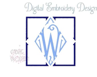 Diamant Monogramm Schrift Stickmuster, quadratisches Monogramm Buchstaben voller Alphabet 10×10 des Rahmens #1009-4
