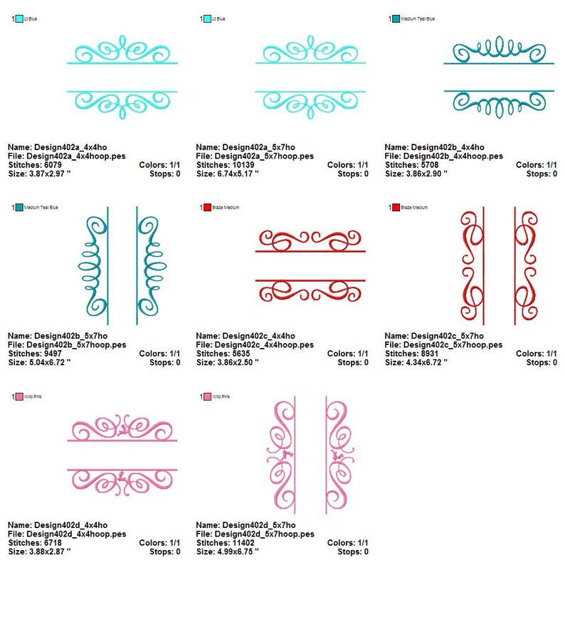 DELADE MONOGRAMRAMAR Maskinbroderidesign Set med 4 ramar i två storlekar vardera bild 5