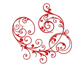 Machine Embroidery Design    Valentines heart flourish   #354