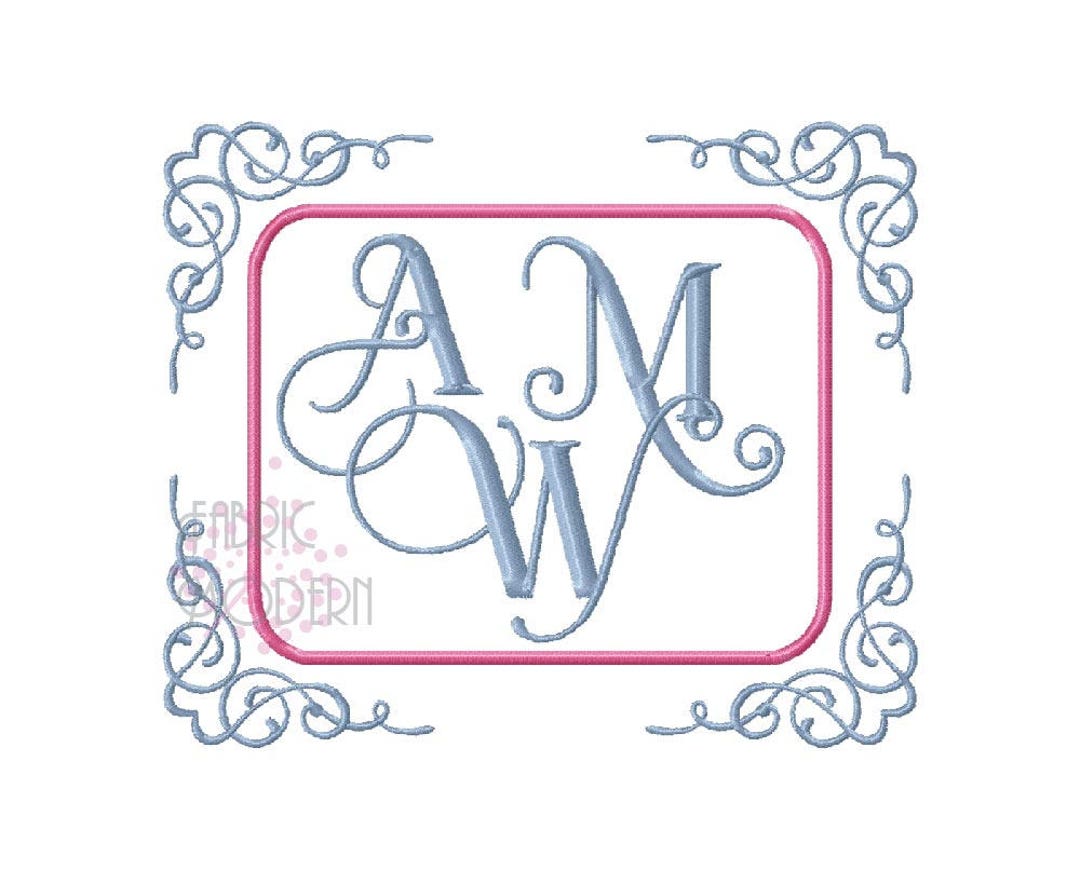 MONOGRAM FRAME APPLIQUE Monogram Border Rectangle Vintage Delicate ...