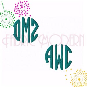 ROUND MONOGRAM small Embroidery monogram Font Design  BX  1inch  1.5inch and 2 inches included  #544