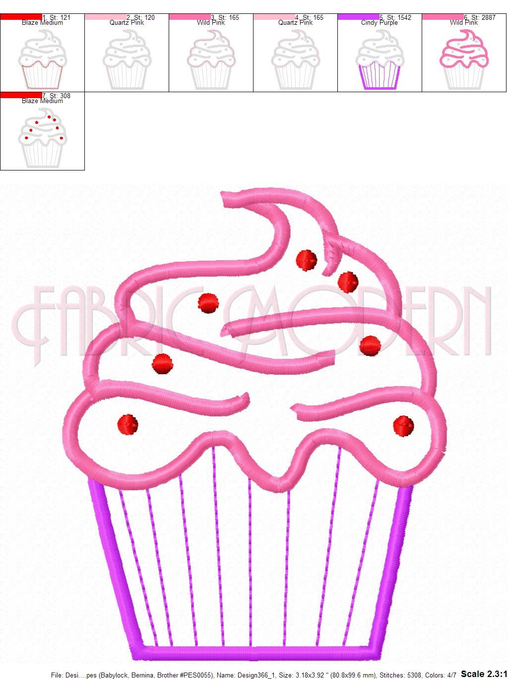 CUPCAKE Applique' Embroidery Design 8 Sizes Filled on Etsy