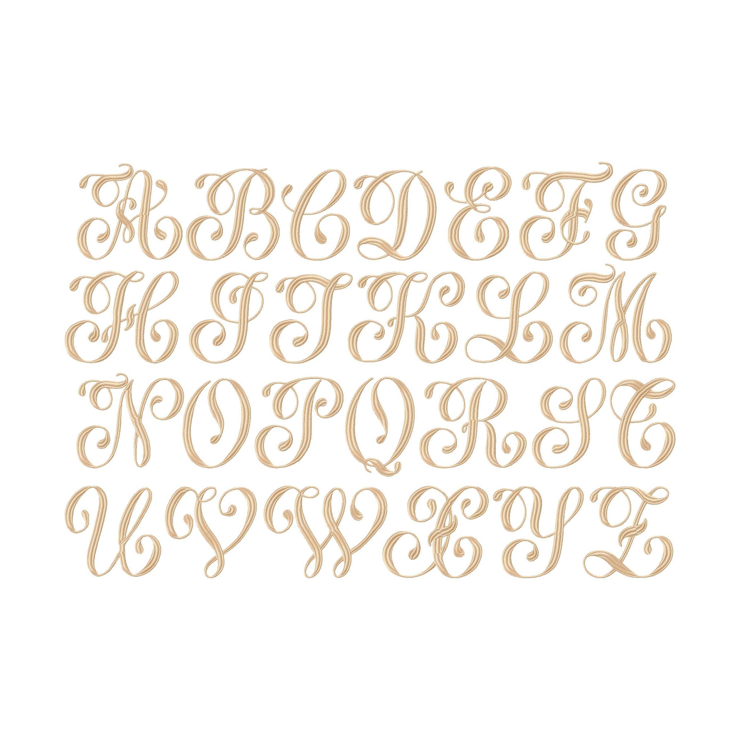 4 Inch Script Wedding MONOGRAM Embroidery Font #1107-4 - Etsy