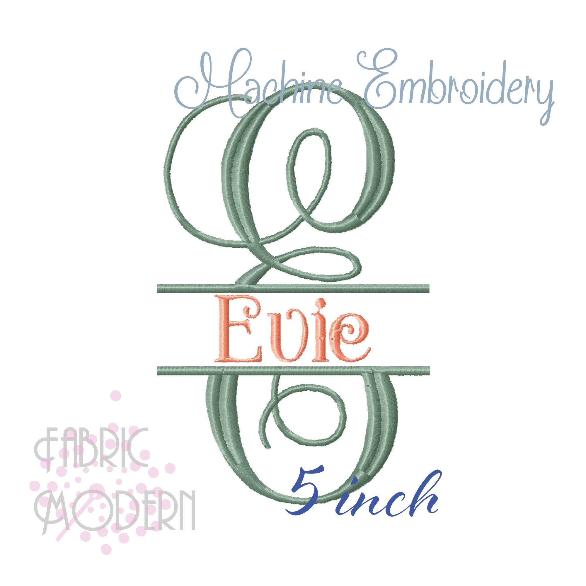 VINE SPLIT MONOGRAM Embroidery Font Design 5 inches tall  includes bx  #807-5
