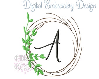 3 inch Farmhouse MONOGRAM Embroidery Font Design single letter satin fill #1029-3