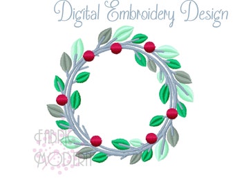 Leaves & Branches Wreath Frame Machine Embroidery Design (Digital Download)