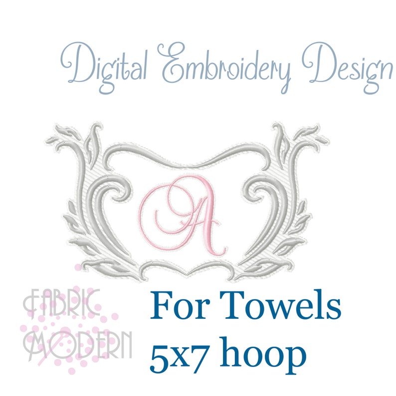 Elegant MONOGRAM design for towels complete alphabet and frame 5x7hoop #1143