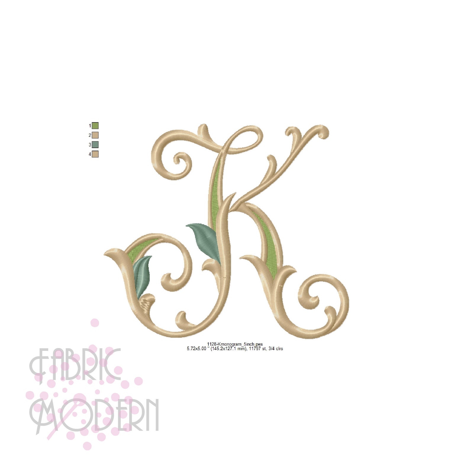 Letter K MONOGRAM Embroidery Design Large Vintage Single Etsy