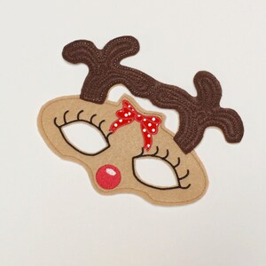 Halloween Mask  Machine Embroidery Design  Reindeer mask in the hoop Child size for little girls