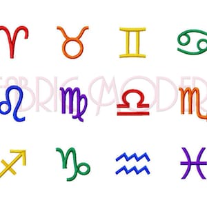 ZODIAC ASTROLOGY Embroidery Design Font, 3 sizes, pattern, machine embroidery, digital design, STAR astrological Horoscope birth sign, #387