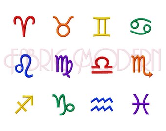 ZODIAC ASTROLOGY Embroidery Design Font, 3 sizes, pattern, machine embroidery, digital design, STAR astrological Horoscope birth sign, #387