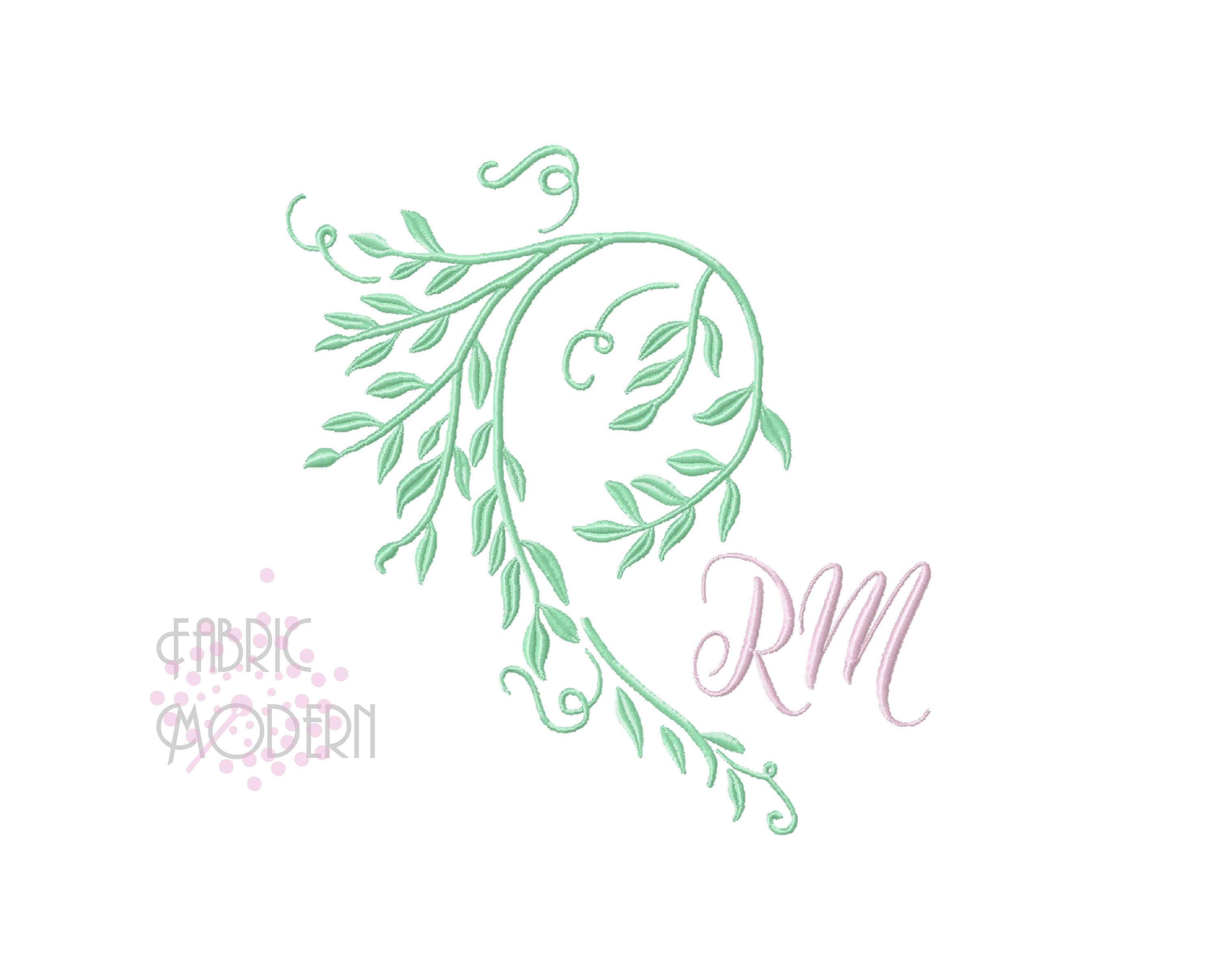 Easter Lily Monogram frame embroidery design Easter design Monogram border font frame Art Deco Design BX PES #954