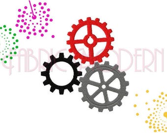 Motif de broderie engrenages steampunk : appliques rouages d'horlogerie, motif de broderie Machine | Fichier numérique, 6 tailles 3-5,5 pouces #374