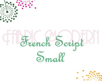French Script Embroidery Font Design: Satin Stitch (1 inch, 1.5 inch) (Digital Download)