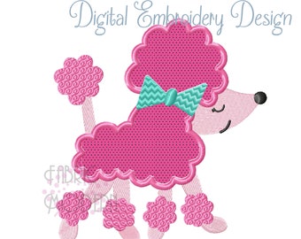 Poodle embroidery design filled and applique  #1036