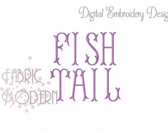Fishtail Embroidery Font: 1.5 inch Satin Stitch Monogram (Digital Download)