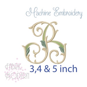 Letra B MONOGRAMA bordado diseño grande vintage individual #1128-B