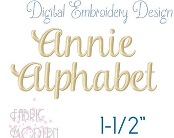 1.5 inch ANNIE SCRIPT FONT Embroidery Design  #631-1.5