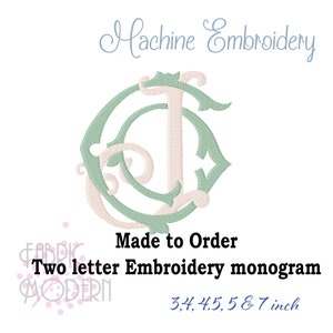 Interlocking monogram ornate 17th century 2 letters - made to order