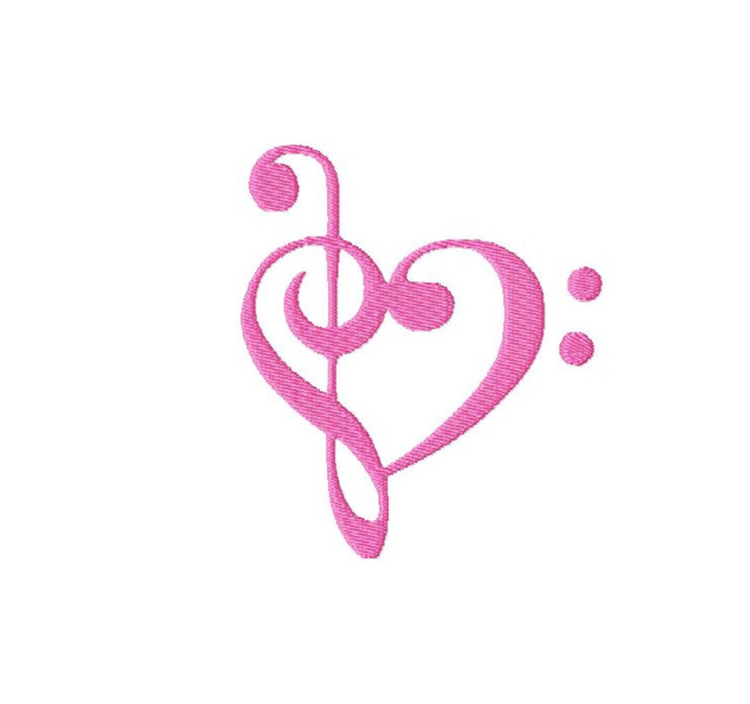 Machine Embroidery Design Musical Hearts Bass Clef and Treble Clef ...