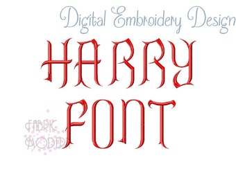 HARRY Embroidery font alphabet monogram letters Halloween fonts Potter movie typeface digital design bx brother kids monogram goth 4 inch