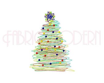 Christmas Tree Embroidery Design  Scribble Christmas tree design  multiple sizes  #538