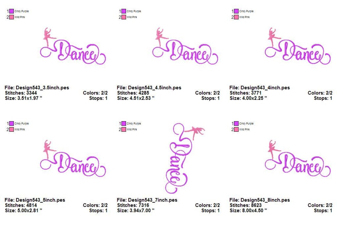DANCE Machine Embroidery Design Fancy Script dance Etsy