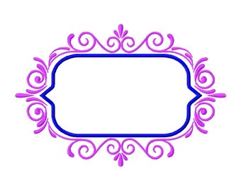 Embroidery Design    Large fancy ornamental frame for names or monograms  #303