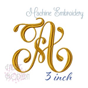 3 inch Script Wedding MONOGRAM Embroidery Font  #1107