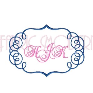 Embroidery Design fancy ornamental frame for names or monograms 236 image 1