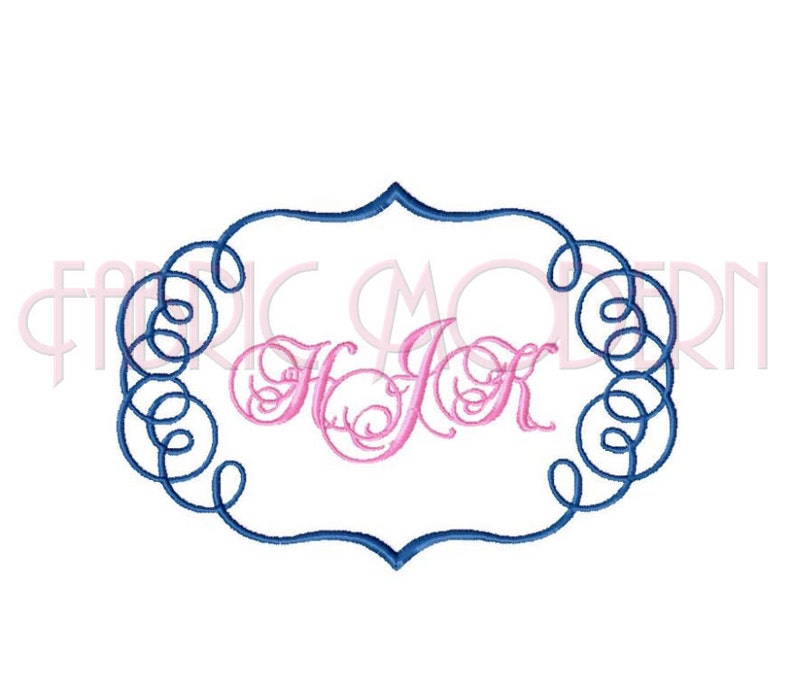 Embroidery Design fancy ornamental frame for names or monograms 236 image 1