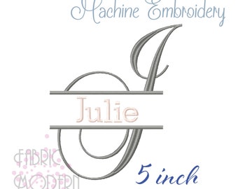 SCRIPT SPLIT MONOGRAM Embroidery Font Design  5 inch  All letters  bx included  #518-5